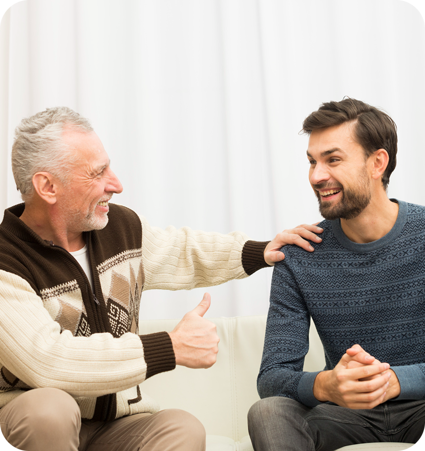 Two people talking