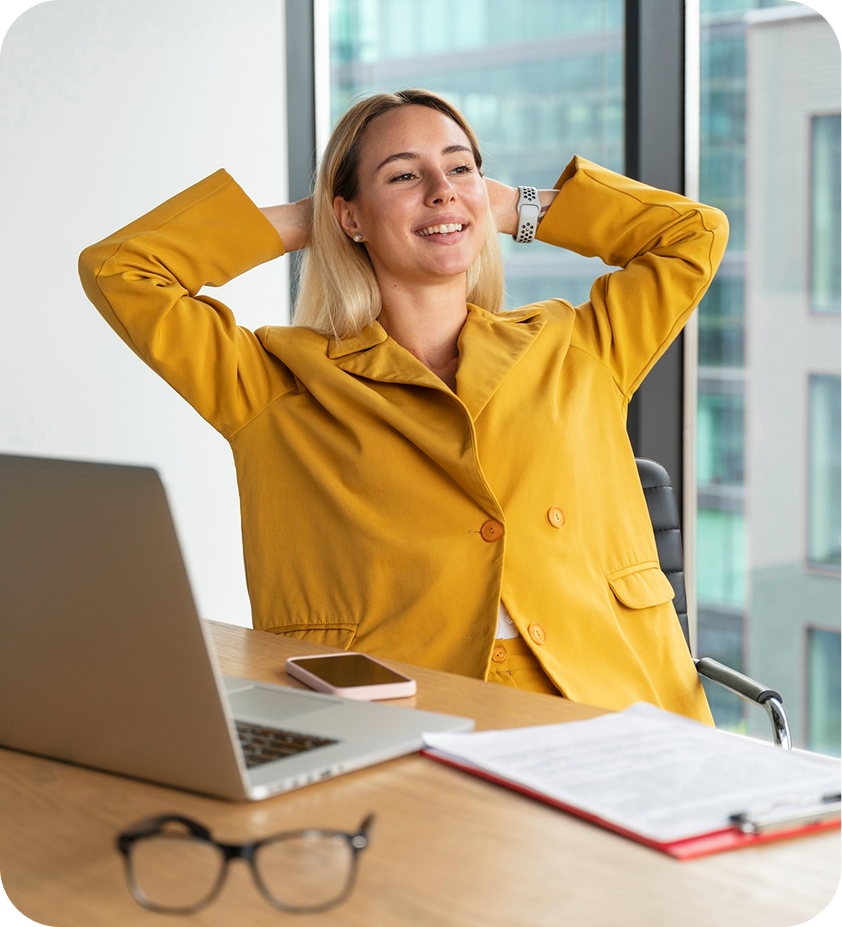 Woman relaxing at work